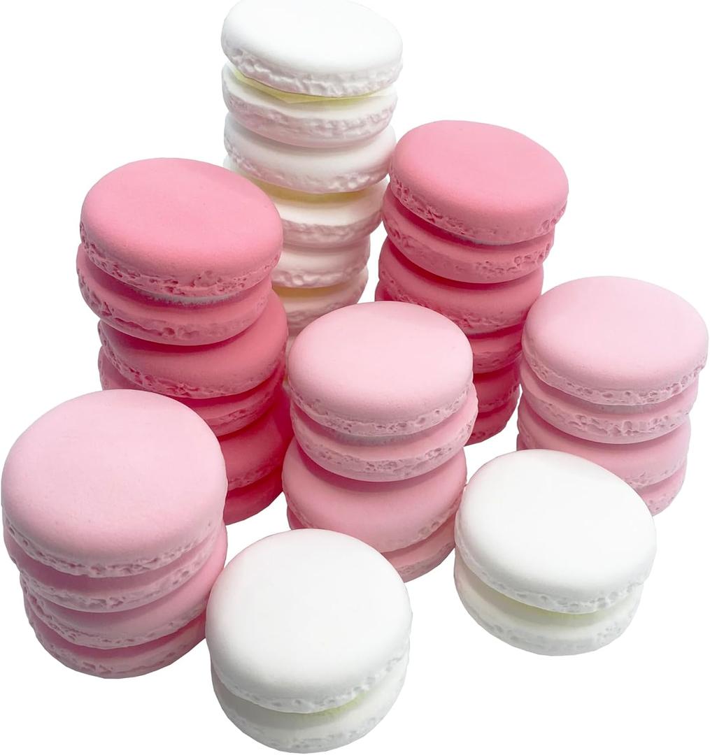 18 Pcs Fake Macarons Cake, Realistic Artificial Fake Macaronst Model Photography Props Home Decoration (Pink Gradient)