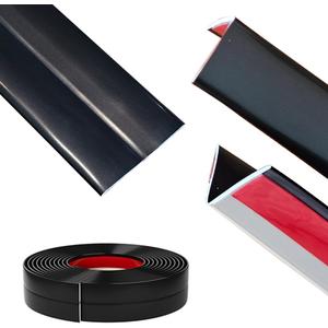 LaRolls Inside Outside Corner Molding Trim & Edge Protector, Peel and Stick, Flexible, Self -Adhesive, Wall Moulding for Baseboard Countertop Door Frame Decoration, Matte Black, 20ft, AD416B2