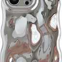 Caseative for iPhone 13 Pro Case,Water Ripple Wave Meteorite Bubble Chrome Plating Electroplated Candy Phone Case (Silver)
