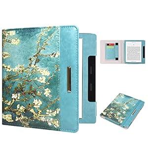 DMLuna Kindle Oasis Case, Fits 10th Generation 2019 and 9th Generation 2017, 7″, Premium Protective Durable Lightweight PU Leather Cover with Auto Sleep Wake, Card Slot, Hand Strap, Almond Blossom