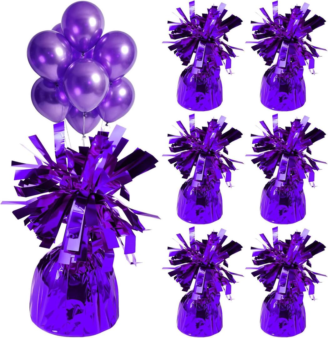 6 Pcs Balloon Weights Metallic Anchor Balloon Holder for Helium Balloons Heavy Table Weights Graduation Party Christmas Wedding Celebration Decoration (Purple)