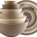 COOK WITH COLOR Mixing Bowls with TPR Lids - 12 Piece Plastic Nesting Bowls Set includes 6 Prep Bowls and 6 Lids, Microwave Safe (Brown)