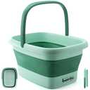 Collapsible Foot Bath Basin for Soaking Feet,Pedicure Foot Spa, Foot Tub with Handles and Massage Acupoint,Multifunction Collapsible feeting Soak Tub-Green
