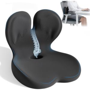 Memory Foam Seat Cushion,Orthopedic Ergonomic Seat Cushions for Tailbone,Sciatica, and Back Pressure Relief,L-Shaped Design & Adjustable Strap,Lumbar Support Pillow for Office,Car,Desk Chair