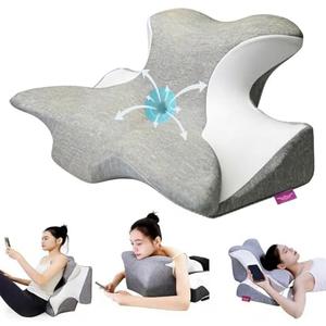 ReadingPillowforBed,Cervical Neck Pillow for Pain Relief，Contour Orthopedic Bed Pillow,Ergonomic Pillow Side Sleeper Pillow,Lying,LeaningandProne,Cooling Pillow,Relieveneck/ShoulderPain-Grey