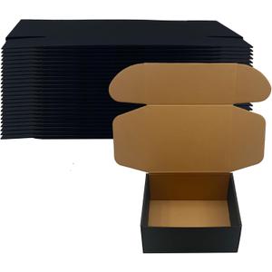 24 Pack 9x7x4 inches Black Shipping Boxes, Corrugated Mailer Boxes, Packaging Boxes for Products, Recyclable Cardboard Box, Flat Literature Mailers for Gifts, Small Business by Mailing
