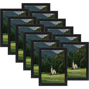 HORLIMER 5x7 Picture Frame Set of 12, Black Picture Frames Display 5 by 7 Photo for Wall or Tabletop