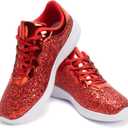 Lxuan Women's Glitter Sneakers Shoes Lightweight Tennis Shoes Metallic Sequin Walking Shoes, Size 8.5