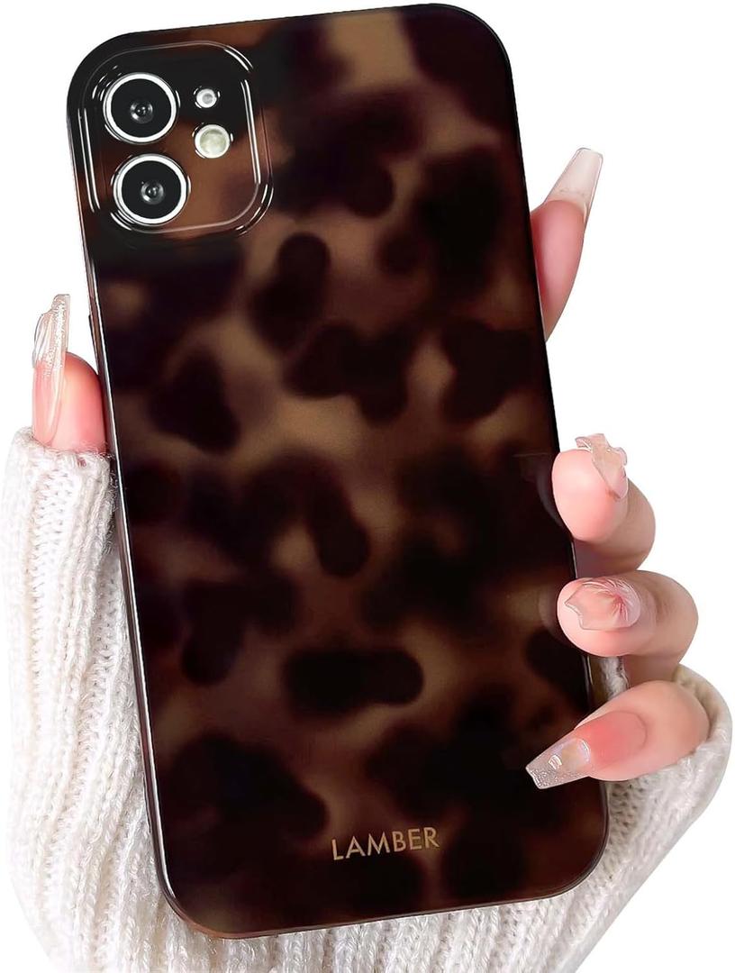 NITITOP Compatible with iPhone 11 Case Cute Stylish Leopard Print Amber Aesthetic Tortoise Design for Women Girls Men Soft TPU Shockproof Protective Cover - Brown