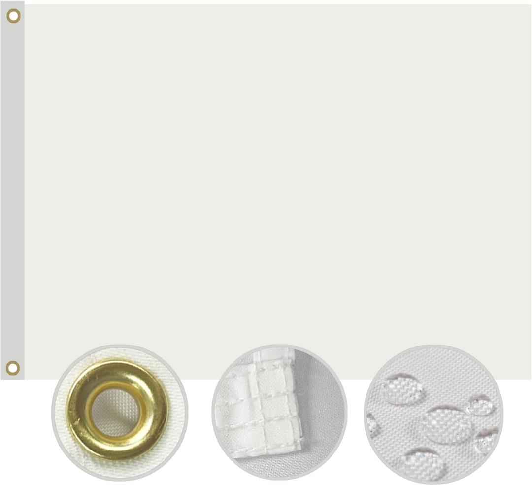 AZCOVER White Flag 2x3 FT, Blank Flags Small, Heavy Duty Polyester DIY Blank Flag with 2 Brass Grommets, Custom Small Banner for Boat, Patio, Garden, Yard Decoration