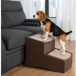 Pet Gear Easy Step II Pet Stairs, 2 Step for Cats/Dogs up to 150 Pounds, Portable, Removable Washable Carpet Tread, No Tools Required, Coffee Bean
