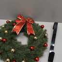 Christmas Wreaths for Front Door with Lights & Timer - 24" 40 LED Pre-Lit Lighted Cedar Pine Christmas Wreath with Metal Hanger Decoration for Door Window Indoor Outdoor Wall (Large, Red Berries &Red Ball)