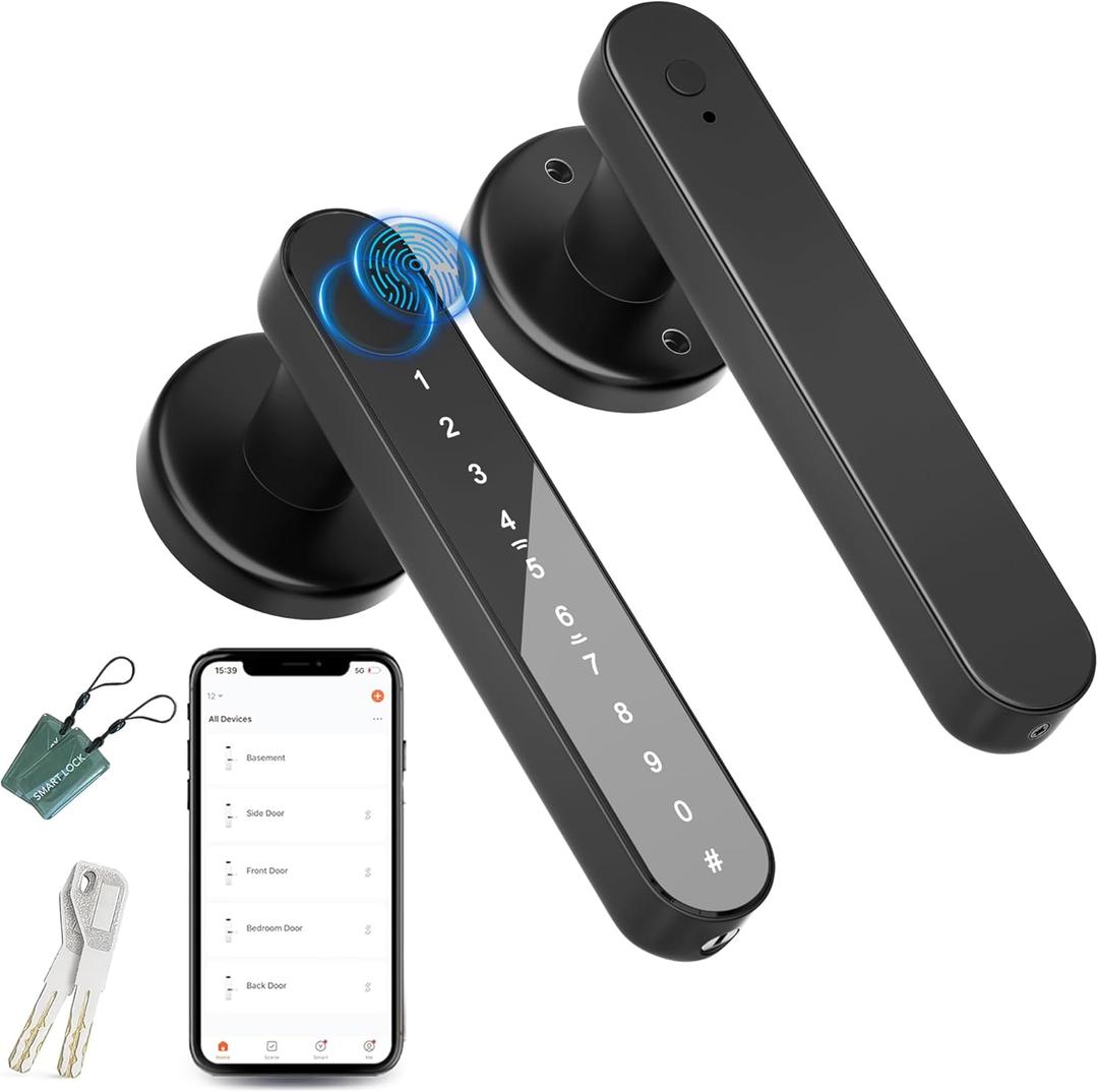 Door Knob,Fingerprint Door Lock for Bedrooms,Smart Door Knob,Keyless Entry Door Lock with APP