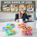 2 x 3 Pack Silicone Reusable Snack Containers with Lids, Double Compartment Snackle Box Containers, Salad Dressing Sauce Seasoning Container, Small Mini Food Snack Boxs (Multicolor 3 Pack)