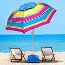 Fisqueen 8FT Large Beach Umbrella with Wind Resistance Sand Anchor Sand Bag, Portable Outdoor Umbrella with UPF50+ UV Protection, Tilt Sun Shelter for Beach, Patio, Yard