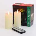 TECHLONG Flameless Candles Battery Operated with Remote Timer, 3D Moving Flame Flickering, Last 400+ Hours, 2" x 4" Ivory Real Wax Electric LED Candle for Christmas Home Wedding Decor, 2 Pack