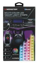 Monster 4pk LED USB Smart Light Strips with App Control: Multi-Colored PVC & ABS, Automotive Novelty, Car LED Lights