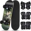 Honoson 7 Pcs Skateboard for Toddlers Beginners Knee Elbow Pads Wrist Guards Gear Set(Triceratops,Age 2-5 Kids 17 x 5'')