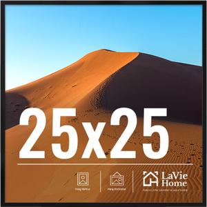 LaVie Home 25x25 Picture Frame for Wall Display, 25x25 Black Picture Frame with HD Plexiglas, 25 x 25 Photo Frame 1 Pack, Picture Frames for Displaying Photos, Classic Collection