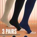 Doctor's Select 3 Pairs Copper Toeless Compression Socks Women & Men - 20-30 mmHg Open Toe Compression Socks Knee High Women, Size LXL