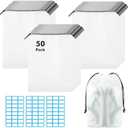 50 Packs Translucent Shoe Bags for Travel 15.7" x 11.8" Portable Drawstring Bags Bulk with label Stickers Waterproof Travel Shoe Bags for Packing Plastic Dustproof Shoe Storage Bags for Men and Women