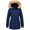 FARVALUE Womens Water Resistant Winter Coat Thicken Puffer Jacket Warm Quilted Parka Padded Windbreaker with Removable Hood Navy Small