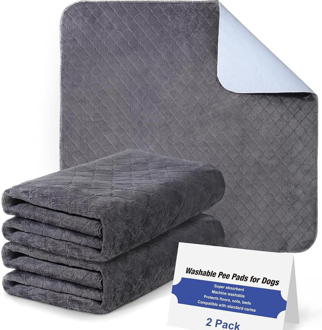 Generic 2PCS Repeatable Cleaning Dog Urine Pad 24x18 Inches Super Absorbent Leak Proof Urine Pad Environmentally Friendly and Durable Pet Training Pad Gray Diaper Indoor/cage