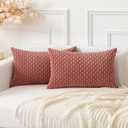 Kevin Textile Throw Pillow Covers Soft Corduroy Decorative Set of 2 Valentines Day Boho Striped Pillow Covers Pillowcases Farmhouse Home Decor for Couch Bed Sofa Living Room 12x20 Inch, Blush Pink