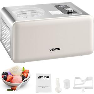 VEVOR Automatic Ice Cream Maker with Built-in Compressor, 2 Quart No Pre-freezing Gelato Maker, Electric Sorbet-Maker, 3 Modes Compressor Ice Cream Machine for Home Kitchen