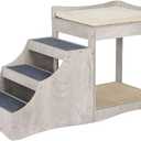 unipaws Pet Bunk Bed with Removable Step for Dog and Cat, Window Perch Seat Multi-Level Bed with Cushion and Cat Scratch Pad, Indoor Use, Grey, Medium