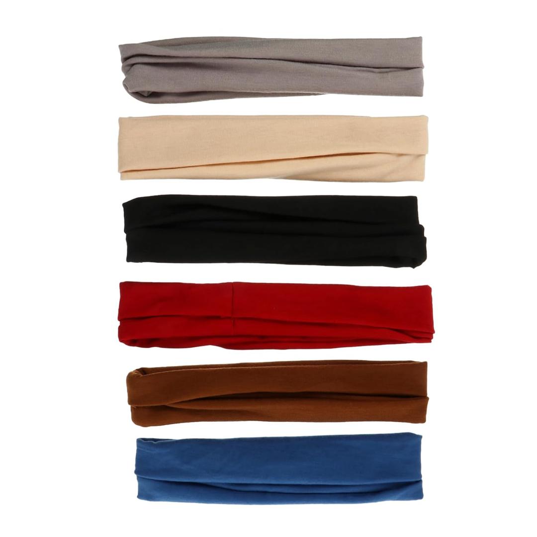 6Pcs Yoga Sweat Wicking Hair Bands for Fitness Stretchy Knot Hair Accessories Light