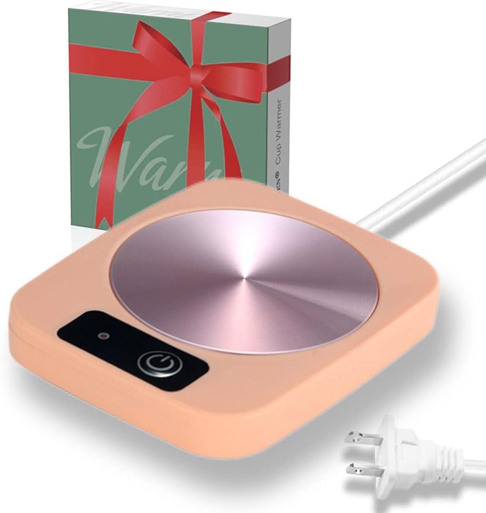 Coffee Mug Cup Warmer Coaster for Coffee Tea Cocoa Milk Food Fruits Candle, Aluminum Metal Panel, Safe Reliable, Pink (4" x 5")