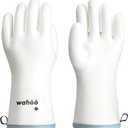 wahoo Professional Liquid Silicone Oven Mitts Gloves, Heat Resistant Gloves for Cooking, Baking, CoralAir Liner, 12 Inch, White, Medium