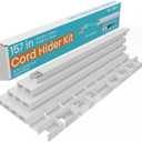 EVZA 157in Cord Hider for 1-2 Wire, Self Adhesive One-Cord Channel Cable Concealer, Paintable Cable Covers for TV Cords on Wall, Cable Raceway Kit for Extension Cord, Ethernet Cables, Speaker Wires