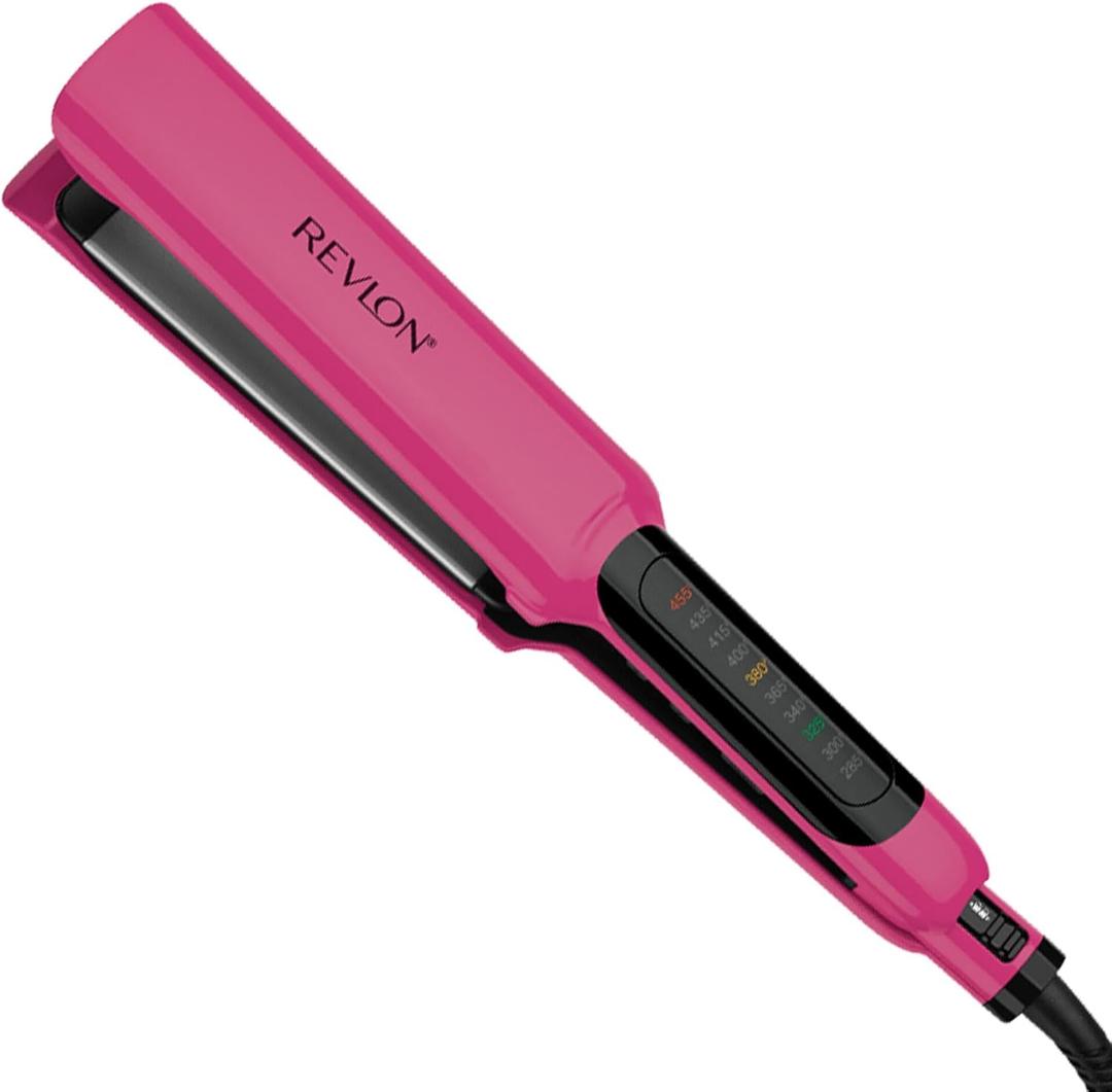 REVLON Smooth Brilliance Ceramic Extra Long Flat Iron, 1-1/2" inch (Pink)