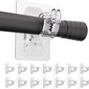 No Drill Curtain Rod Holders, Heavy Duty Self Adhesive Curtain Brackets Hooks, Adjustable Nail-Free Stick on Wall Hangers for Bathroom, Bedroom, Kitchen and Livingroom (14 Pack)