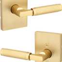 Kwikset Prava Interior Passage Door Knurled Handle, Lever for Closet and Hallway Doors, Reversible Non-Locking Handle Lever, Satin Brass, with Microban Protection