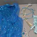 Esvaiy Girls Princess Elsa Dress Costume - Luxury Sequin Halloween Birthday Party Dress Up Kids 3t 4t 5t 6t 7t 8t (8-9 Years, Blue)