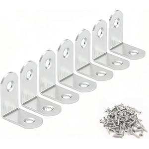 Stainless Steel Corner Brace, 20-Pack 90 Degree Right L-Shaped Metal Corner Connector Joint Plate, Heavy Duty for Furniture, Shelf, Cabinet, DIY Woodworking Projects with 60PCS Screws 1.2x1.2x0.6in