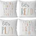 IWXYI Classroom Pillow Covers Set - Classroom Pillows Cases for Kids Reading Corner 18x18, Set of 4, Play Room Decor for Kids, Kids Room Decor