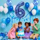 3 x Blue and Golden Rings Birthday Decorations, 40Inch Blue and Golden Rings Theme Number 6 Foil Balloons for Boy 6th Birthday Party Decor