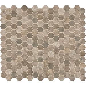 MSI Driftwood Hexagon Glass Mesh Mounted Bathroom Shower Tile Flooring, CASE