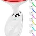 7 Color Facial and Neck Massager, Multifunctional Facial Skin Care Tool, Face Neck Massager for Daily Skin Care Routine, Facial Massager Tool (White)