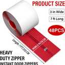 7ft x 3in Dust Barrier Zipper,48 Rolls Self-Adhesive Double Zipper