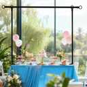 Over The Table Rod Stand with Clamps, Adjustable Metal Balloon & Flower Arch Kit (29"-42" Tall, 28"-98" Length), Party Decor for Birthday Wedding Halloween Christmas, Black