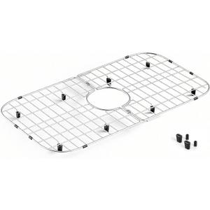 26" x 14" Sink Grid for Kitchen Sink – Detachable Stainless Steel Bottom Protector, Center Drain, Dishwasher Safe, Heavy Duty Sink Rack for Single Bowl, Scratch Prevention & Dish Drying