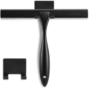 Shower Squeegee, 10-Inch Matte Black Squeegee, All-Purpose Stainless Steel Squeegee for Bathroom, Shower Doors, Mirrors, Tiles and Car Windows - 100% Streak Free