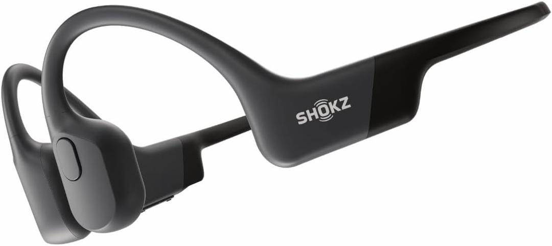 SHOKZ OpenRun - Open-Ear Bluetooth Bone Conduction Sport Headphones, Sweat Resistant Wireless Earphones for Workouts and Running, Built-in Mic, with Hair Band, Black (Standard Size+Magnetic Charging)