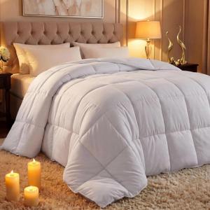 Comforter Duvet Insert, Quilted Comforter with Corner Tabs, Box Stitched Down Alternative Comforters Queen Size (White)