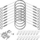 8 Pcs Picture Hanging Wire Kit 8 Adjustable Frame Wire 16 3-Hole D Rings Picture Hangers with 48 Screws for Canvas Paintings Hanging Mirror, Light Lamp, Basket Flowerpot and Decor